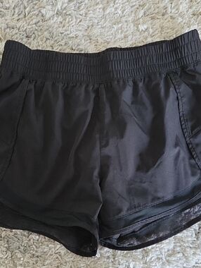 Women's Black Athletic Shorts with Elastic Waist and Side Pockets